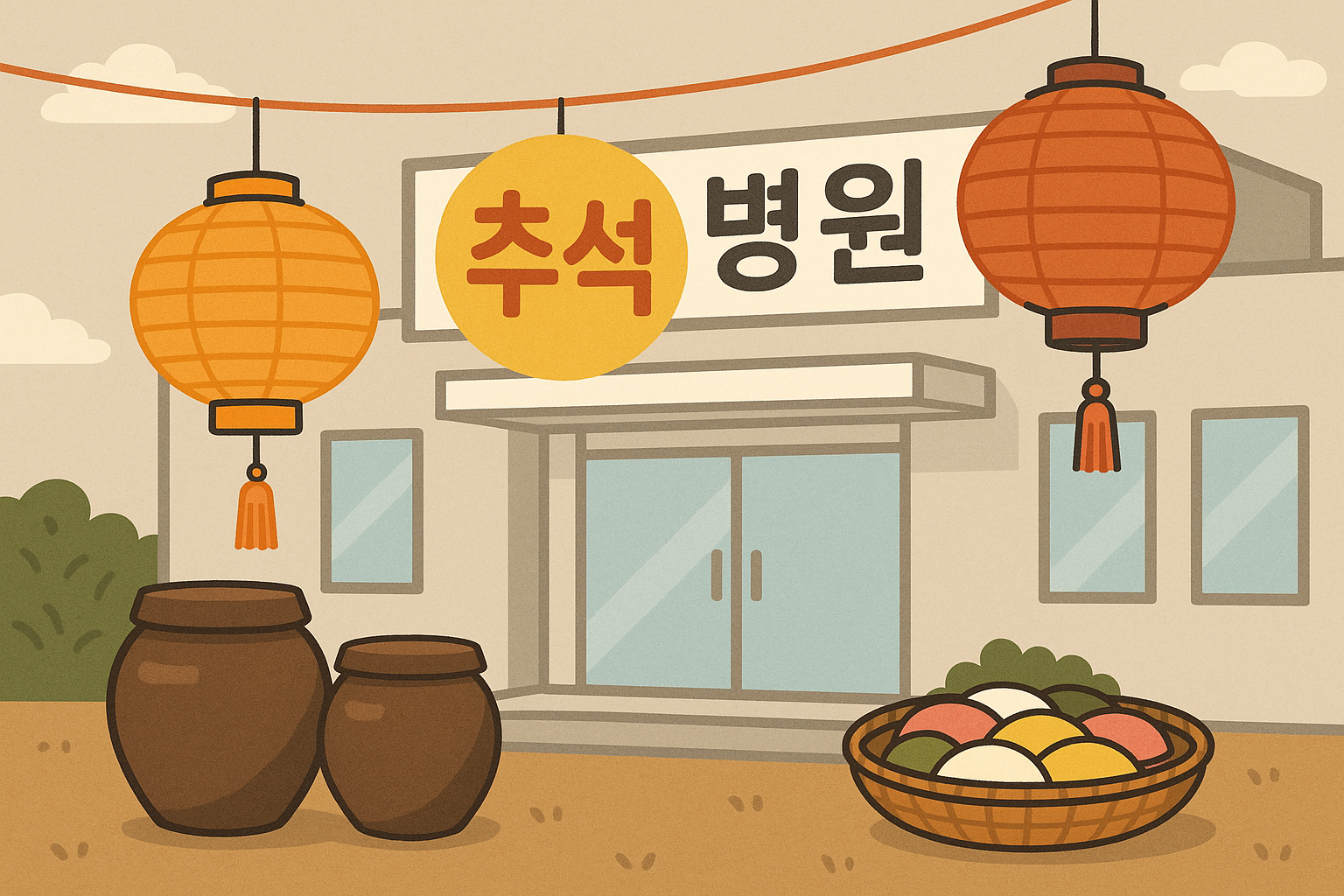 병원 내부 모습과 한가위를 맞은 장식들